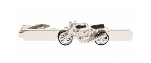 Motorbike Rhodium Plated Tie Clip