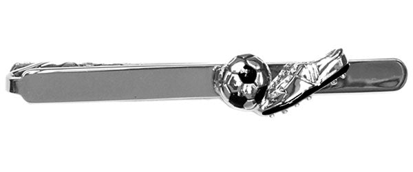 Football & Boot Rhodium & Black Tie Clip