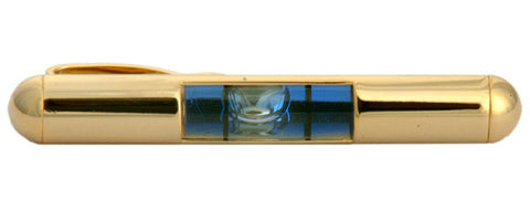 Spirit Level Blue Gold Plated Tie Slide