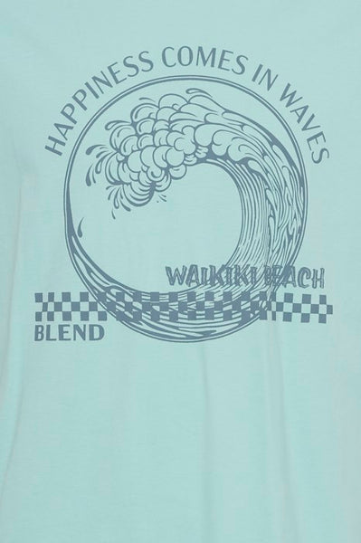 Happiness Comes in Waves T-shirt / Aqua Sky