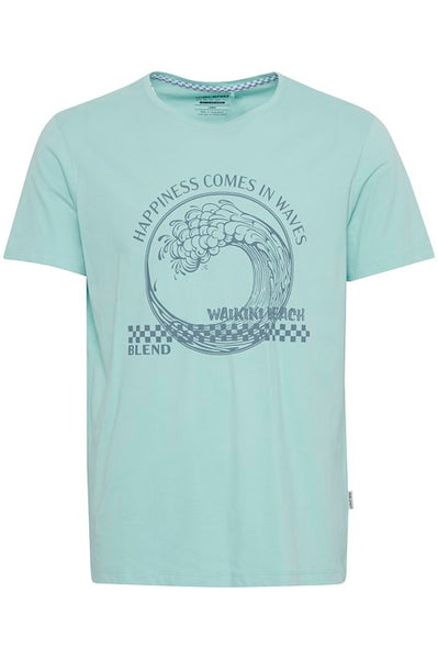 Happiness Comes in Waves T-shirt / Aqua Sky