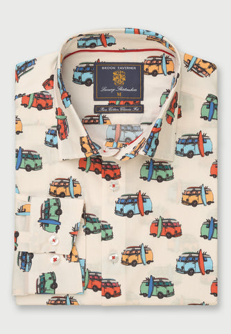 Cream Van and Surfboard Shirt