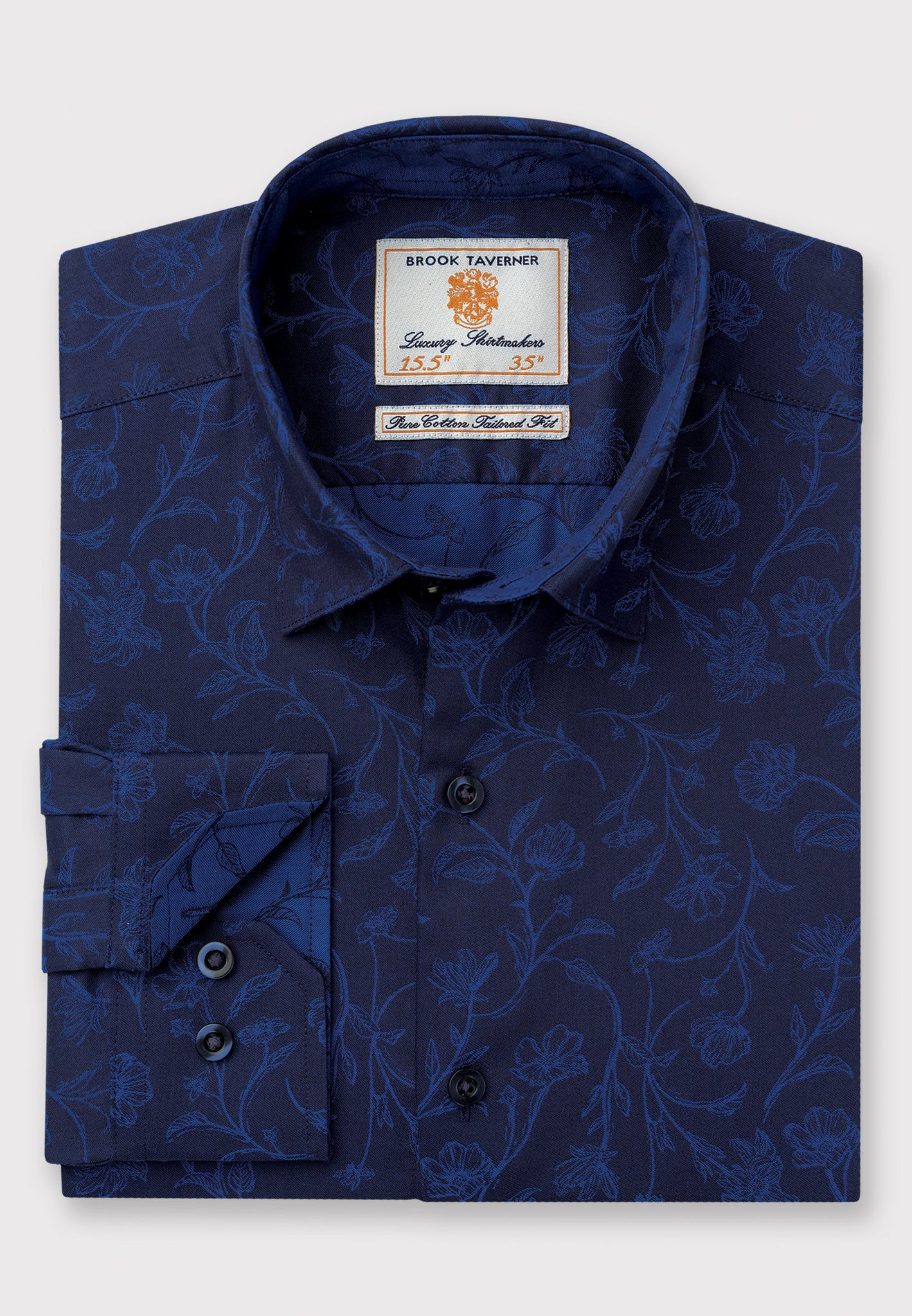 Blue Foliage Jacquard Cotton Shirt