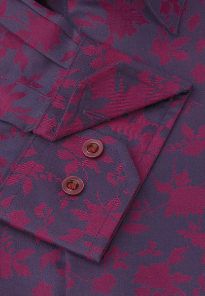 Wine Foliage Jacquard Cotton Shirt