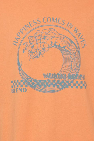 Happiness Comes in Waves T-shirt / Coral Gold