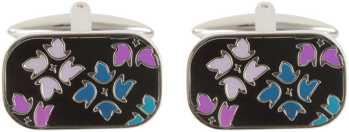 Blue Purple and Black Enamel Cufflinks