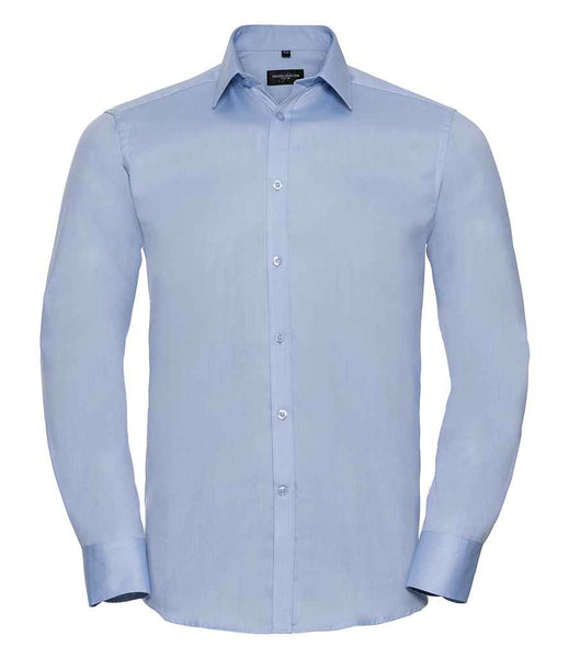 Blue Herringbone Tailored Fit Formal Shirt