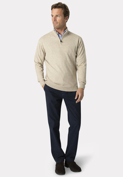 Sussex Stone 12 Gauge Luxury Cotton Merino Zip Neck Jumper