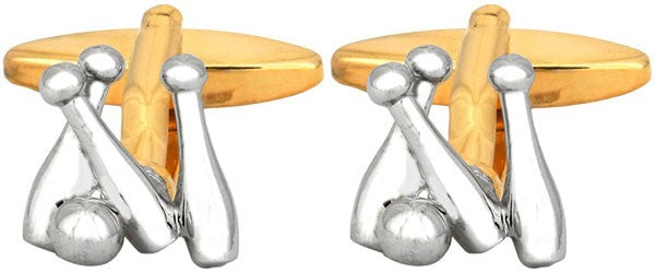 Skittles & Ball 2-tone Rhodium & Gold Plated Cufflinks