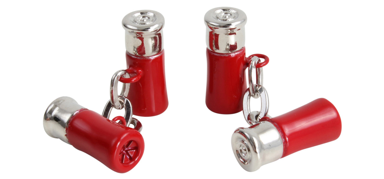 Red Gun Cartridge Chain Link Cufflinks