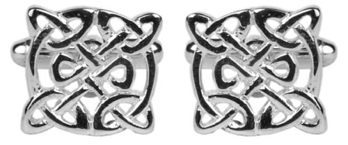 Celtic Round Rhodium Cufflinks