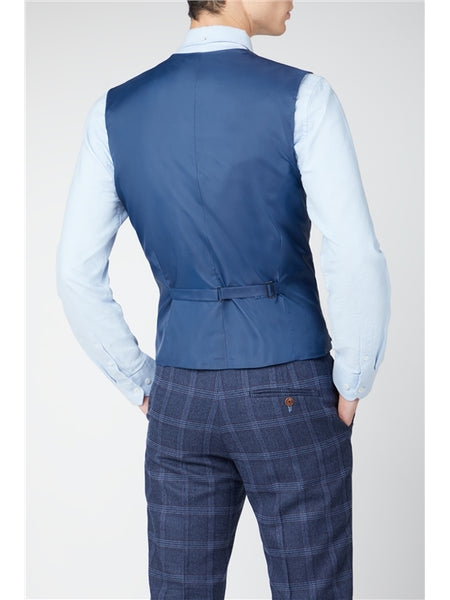 'Hart' Navy Tweed Slim Fit Waistcoat