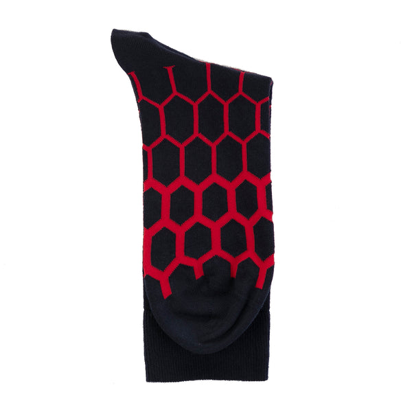 Graduated Hexagon Navy/Red - Organic Cotton