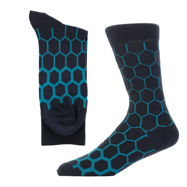 Graduated Hexagon Navy/Teal- Organic Cotton